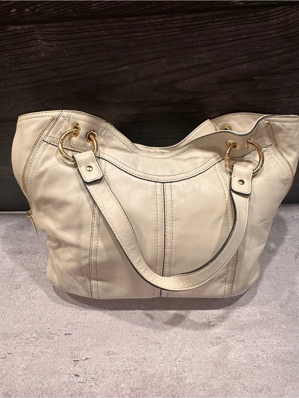 Michael Kors Moxley Cream Leather Tote Bag & Wallet Set Pristine Interior